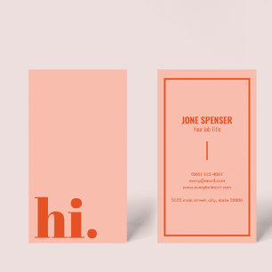 Carte De Visite Typographie rouge et rose décontractée Retro Bonjo