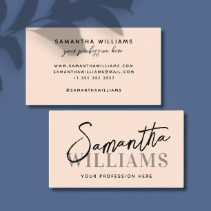 Carte De Visite Typographie script beige minimaliste simple modern
