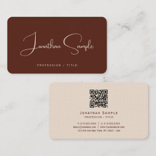 Carte De Visite Typographie Script Terracotta Luxe Linge De Luxe