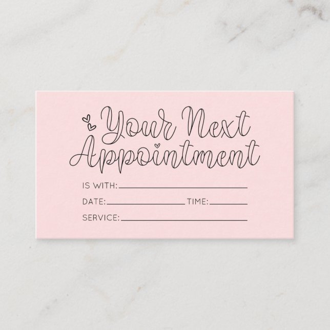 Carte De Visite Typographie simple Coeur rose (Devant)