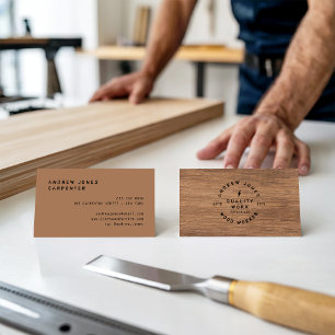 Carte De Visite Typographie vintage minimale moderne bois foncé ru