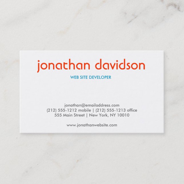 CARTE DE VISITE TYPOGRAPHIQUE (horizontal) (Devant)