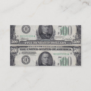 Carte De Visite U.S. Note de cinq cents étoiles