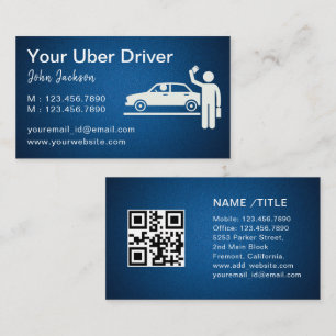 Carte De Visite Uber Driver Taxi Limo Cool Blue Metal QR Code