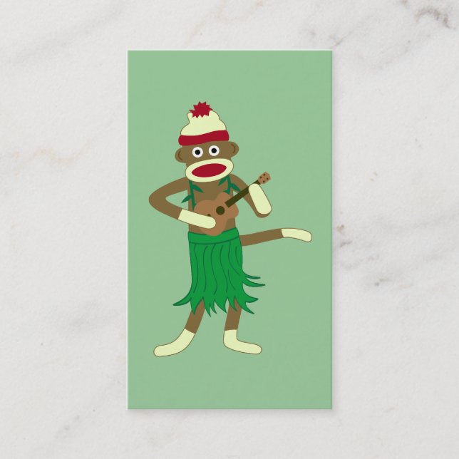 Carte De Visite Ukulélé de singe de chaussette (Devant)