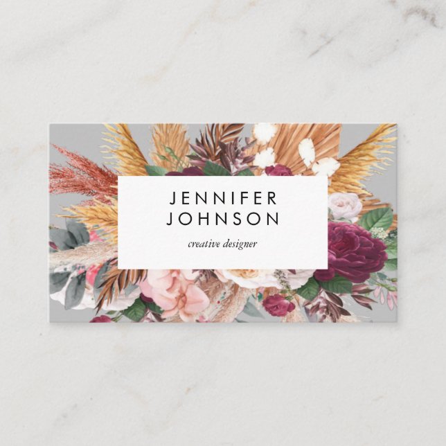 Carte De Visite Ultimate Pampas Grass Floral Tropical chic moderne (Devant)