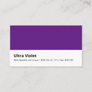 Carte De Visite Ultra Violet "Audacieux, Beau et Unique" Couleur
