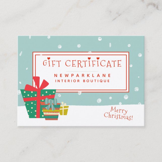 Carte De Visite Un beau cadeau de Noël (Devant)