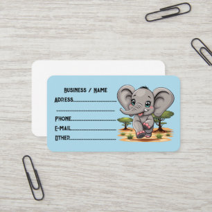Carte De Visite Un bébé éléphant qui sonne heureux dans la savane 