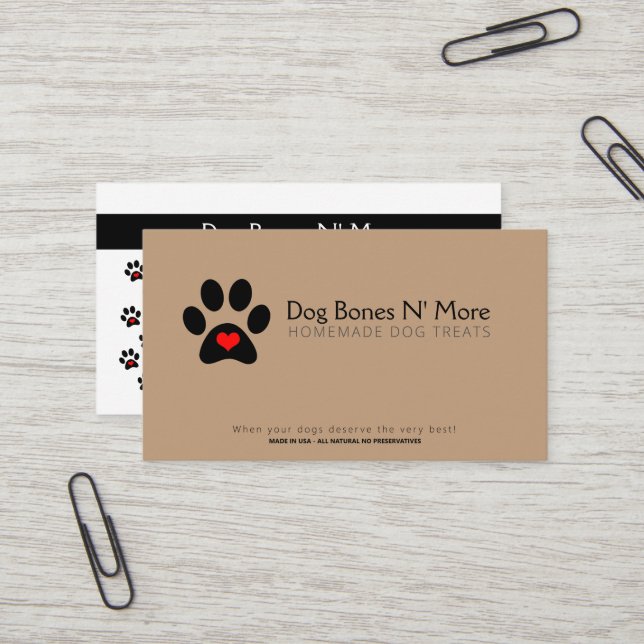 Carte De Visite Un chien gastronomique personnalisé Traite Le Comm (Devant/Arrière en situation)