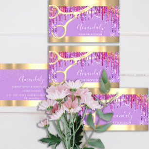 Carte De Visite Un coiffeur moderne heurte un violet Parties scint