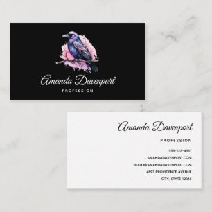 Carte De Visite Un Corbeau noir sur une branche