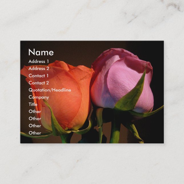 Carte De Visite Un couple de rose (Devant)