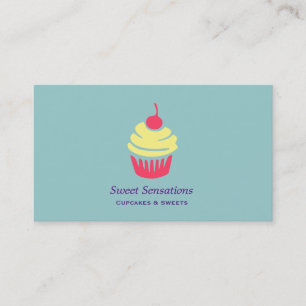 Carte De Visite Un cupcake de rose et de jaune avec Cherry On Top
