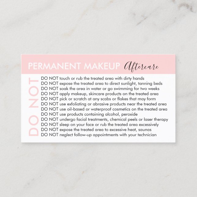Carte De Visite Un maquillage permanent évite les conseils (Dos)