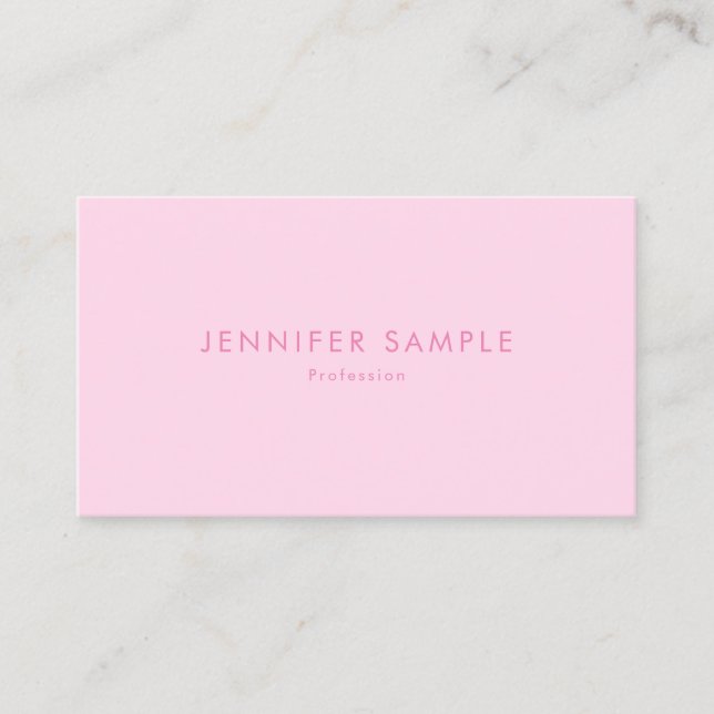 Carte De Visite Un Modèle simple et moderne à la mode rose (Devant)