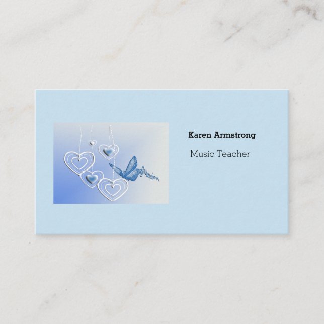 Carte De Visite Un papillon et des coeurs (Devant)