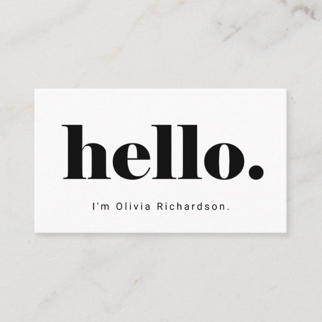 Carte De Visite Un simple bonjour| Typographie audacieuse et moder (Devant)