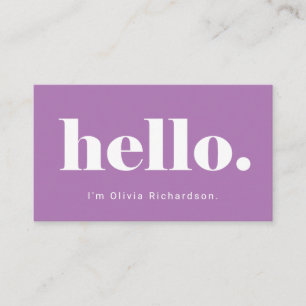 Carte De Visite Un simple bonjour  Typographie audacieuse et moder