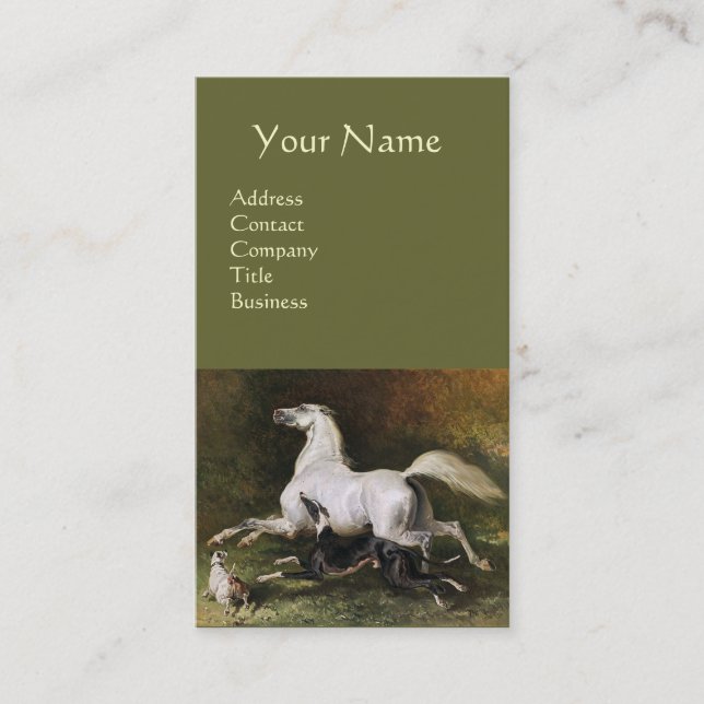 Carte De Visite Un Stallion Arabe Gris Gallophile Avec Un Monogram (Devant)