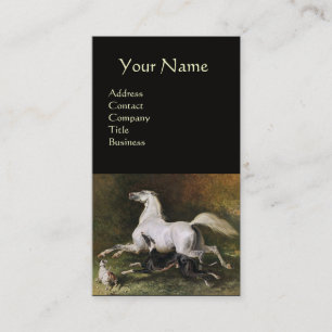 Carte De Visite Un Stallion Arabe Gris Gallophile Avec Un Monogram