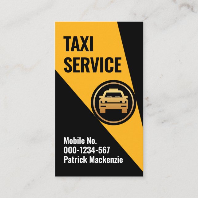 Carte De Visite Un Taxi Jaune Sur Le Conducteur De Taxi (Devant)