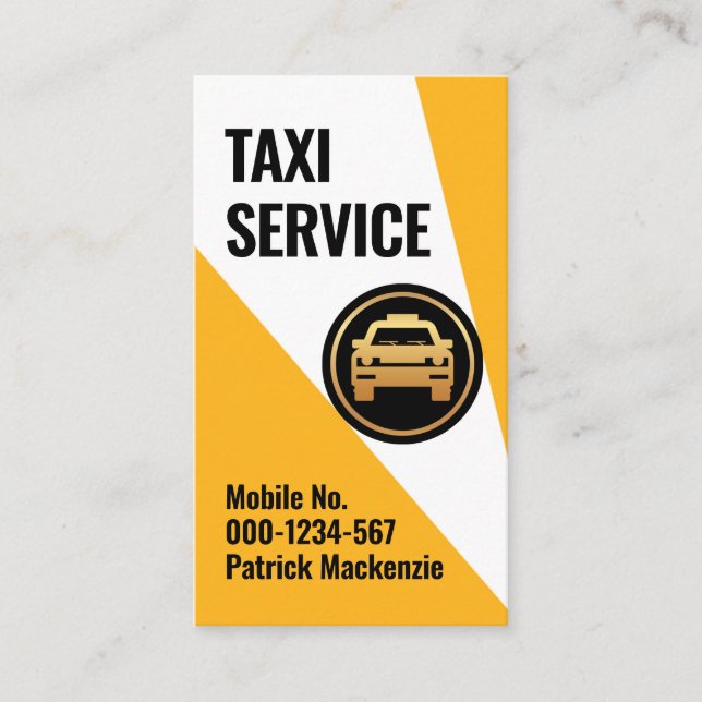 Carte De Visite Un Taxi-Lumière Sur L'Icône De Taxi (Devant)