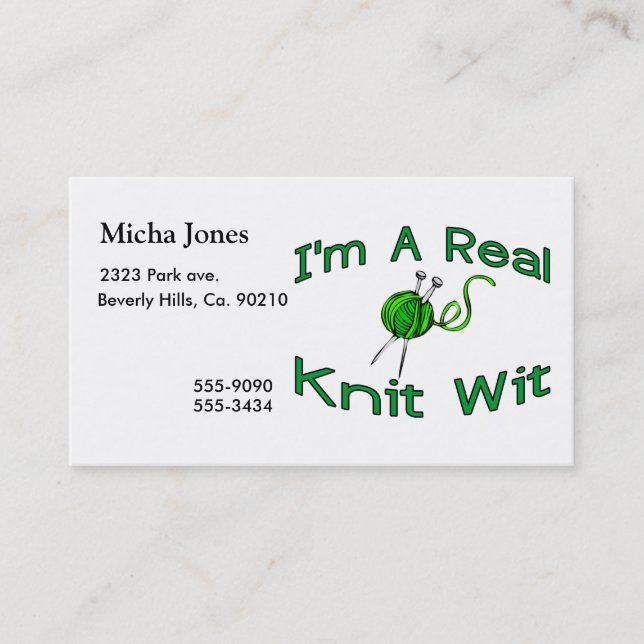 Carte De Visite Un vrai esprit de Knit (Devant)