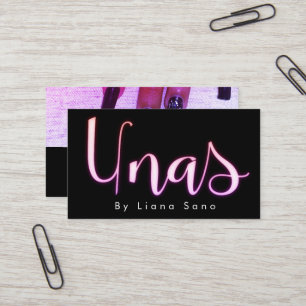 Carte De Visite Unas Script Glow Salon Rose Ongle Artiste 