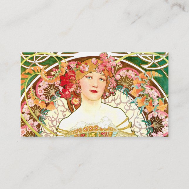 Carte De Visite Une Dame Mucha (Devant)