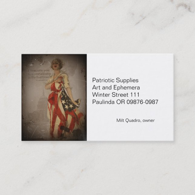 Carte De Visite Une fille patriotique piégée dans un drapeau (Devant)