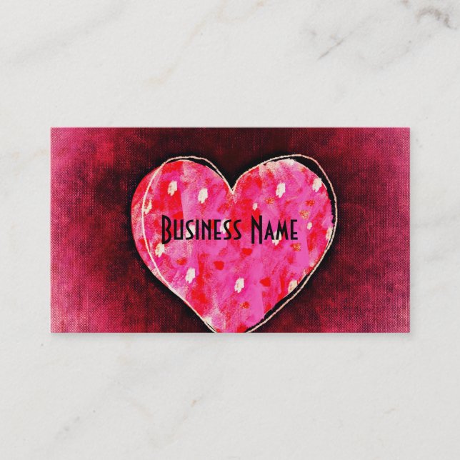 Carte De Visite Une mignonne main tiré coeur rose sur une texture  (Devant)