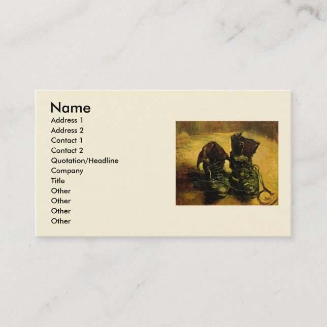Carte De Visite Une paire de chaussures de Vincent van Gogh (Devant)