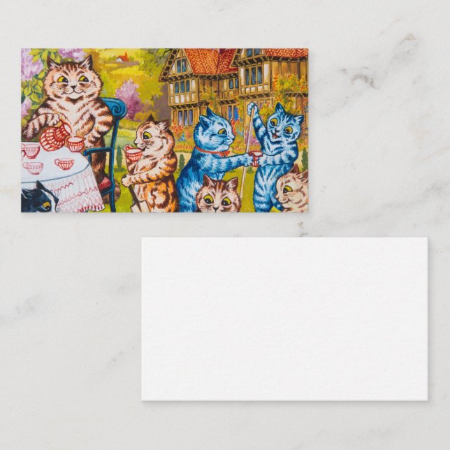 Carte De Visite Une soirée thé d'été par Louis Wain (Devant / Derrière)
