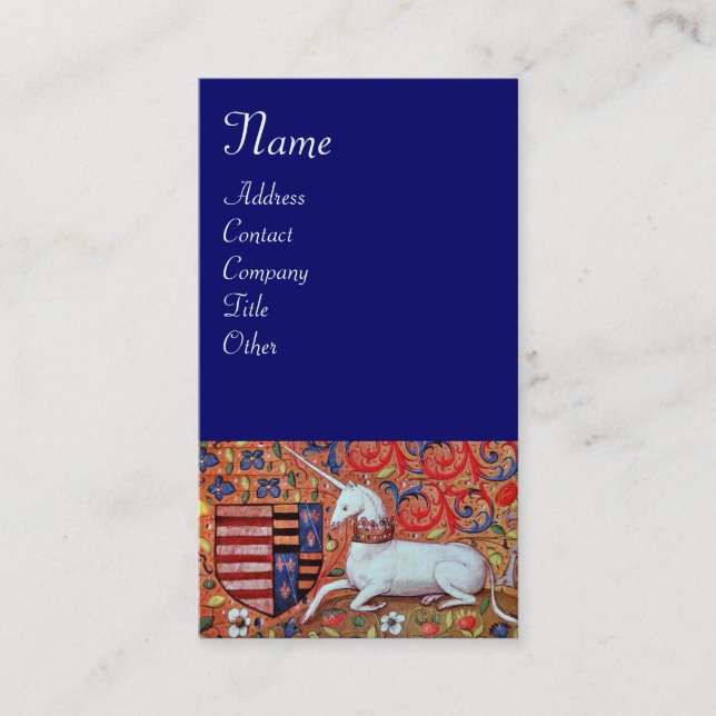 Carte De Visite UNICORN, bleu (Devant)