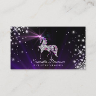 Carte De Visite Unicorn gemmes diamants bijoux violet