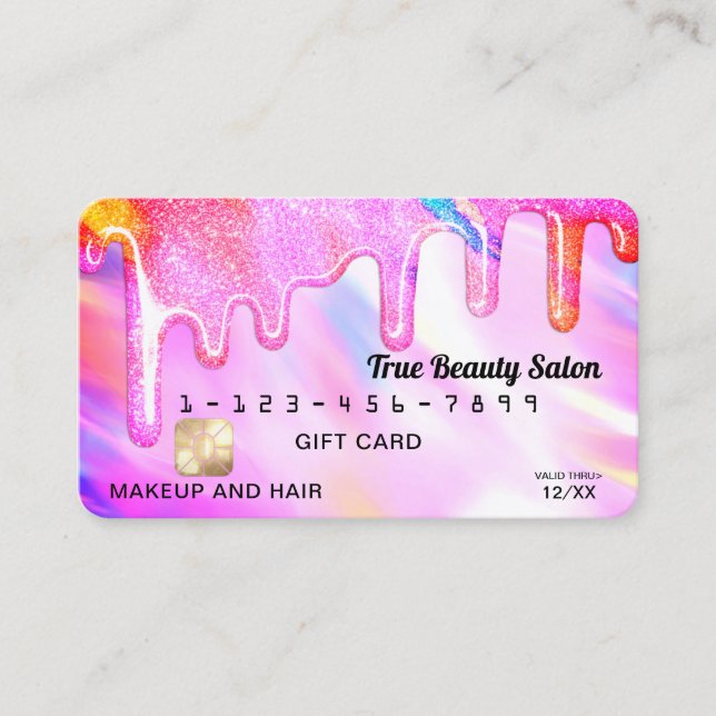 Carte De Visite Unicorn Holographic Parties scintillant Drift Créd (Devant)