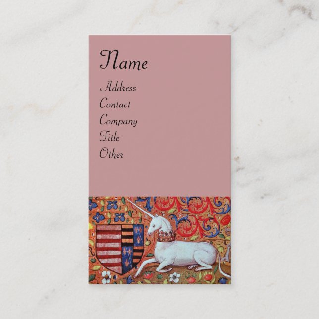 Carte De Visite UNICORN, rose antique (Devant)