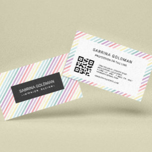 Carte De Visite Unicorne colorée douce Pastel Colors QR CODE