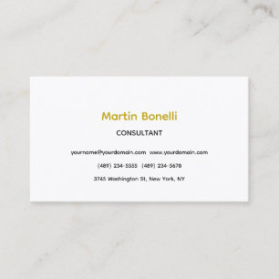 Carte De Visite Unique Classic Simple Gold Color Name