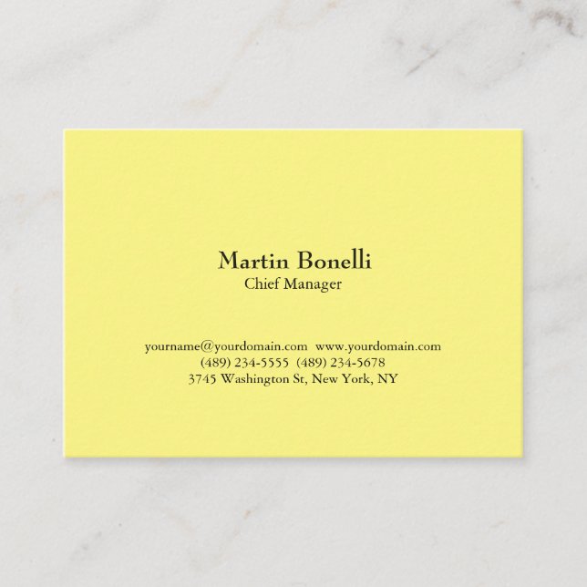 Carte De Visite Unique Classical Simple Light Yellow (Devant)