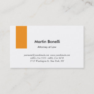 Carte De Visite Unique Classique Simple Orange & Blanc