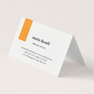 Carte De Visite Unique Classique Simple Orange & Blanc