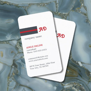 Carte De Visite Unique consultant en monogramme blanc rouge bleu