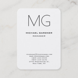Carte De Visite Unique créatif de monogramme blanc noir vertical