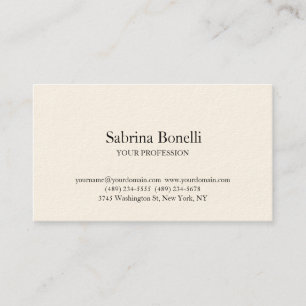 Carte De Visite Unique Élégant Plat Simple Signature Cream