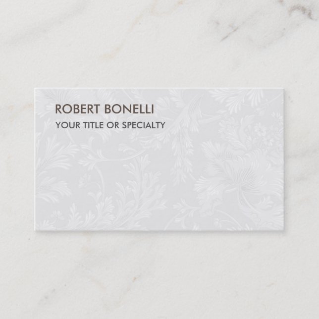 Carte De Visite Unique en gris clair et en damas floral (Devant)