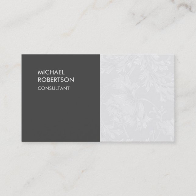 Carte De Visite Unique Floral Damask Grey (Devant)