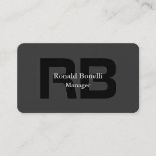 Carte De Visite Unique Gray Black Monogram Manager
