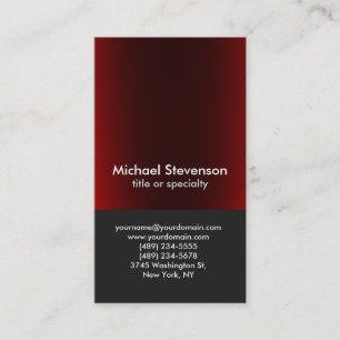 Carte De Visite Unique gris foncé rouge vertical professionnel